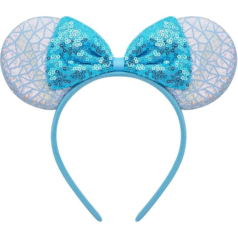 Glitter Minnie Ears Headband, Mouse Ears for Women and Girls(blue)